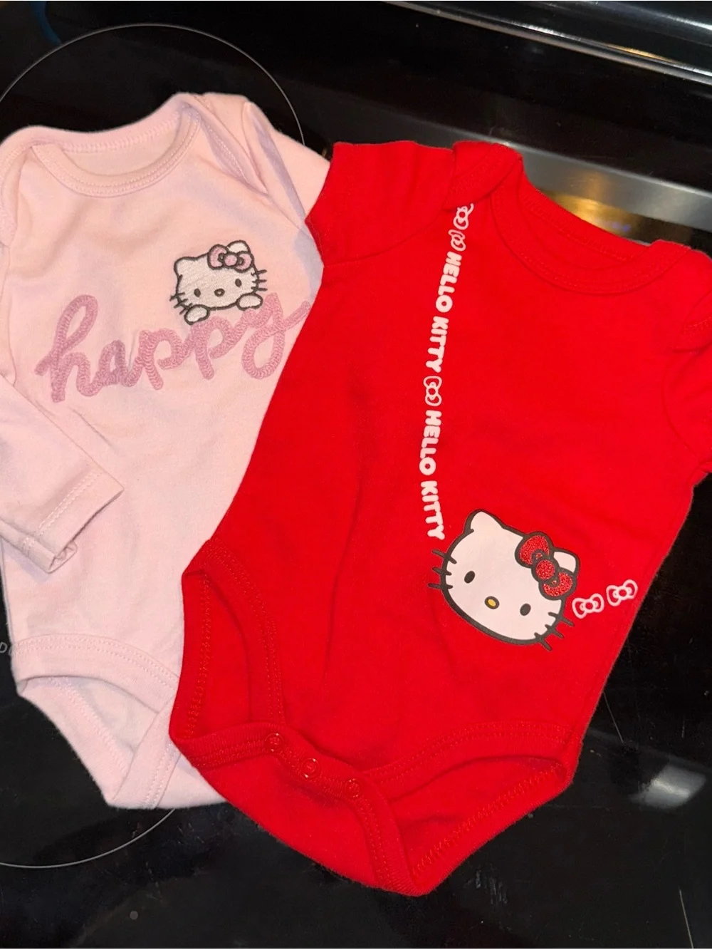 Hello Kitty Baby Bodysuit Duo - Red & Light Pink 3mos
